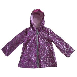 Cat & Jack Baby Girl 18M Purple & Silver Sleeved Zip Up Rain/Windbreaker Jacket